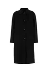 Prada Black Wool Blend Coat In Black