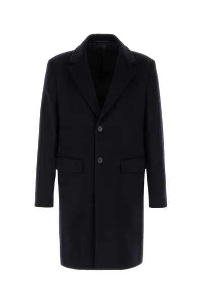 Prada Dark Navy Tailored Coat In Black