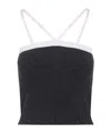 Prada Knitwear With Adjustable Straps And Contrast Trim In Black