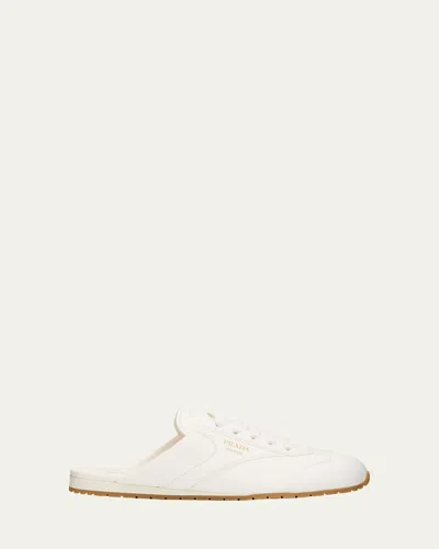 Prada Spark Leather Sneaker Mules In White