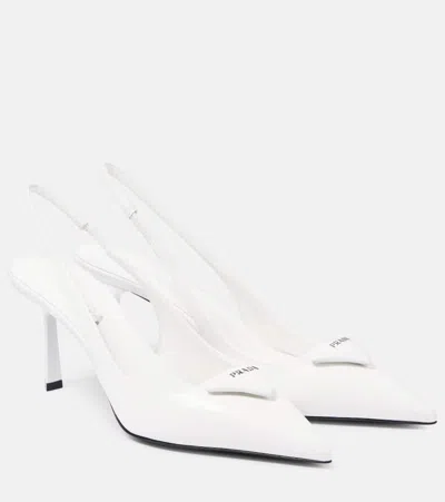 Prada Leather Slingback Pumps In White