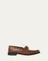 Prada Spazzolato Bicolor Triangle Logo Loafers In Brown