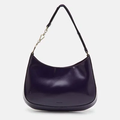 Pre-owned Prada Spazzolato Cleo Purple Leather Hobo