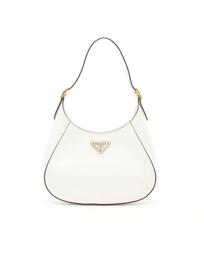 Prada Spazzolato Cleo Shoulder Bag In White