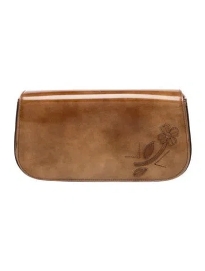 Pre-owned Prada Spazzolato Leather Clutch In Brown