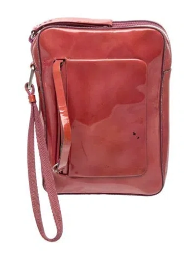 Pre-owned Prada Spazzolato Leather Clutch Vintage In Pink