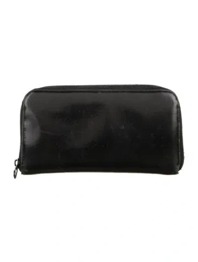 Pre-owned Prada Spazzolato Leather Continental Wallet In Black