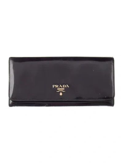 Pre-owned Prada Spazzolato Leather Continental Wallet In Purple
