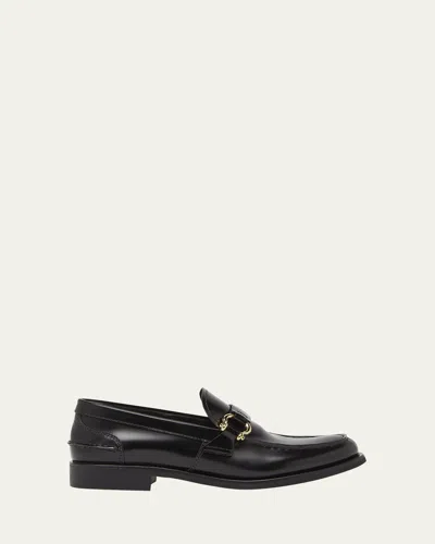 Prada Spazzolato Leather Horsebit Loafers In Nero