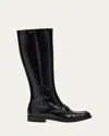 Prada Spazzolato Leather Knee-high Boots In Black