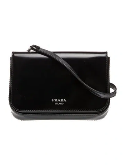 Pre-owned Prada Spazzolato Leather Shoulder Bag In Black
