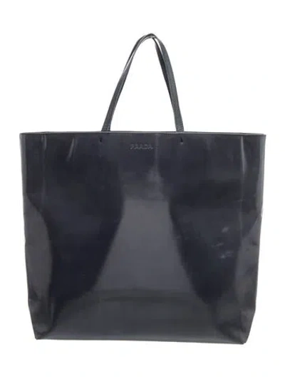 Pre-owned Prada Spazzolato Leather Tote In Gray