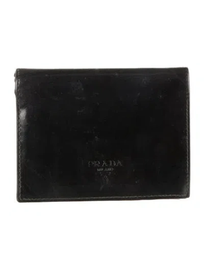 Pre-owned Prada Spazzolato Leather Wallet In Black