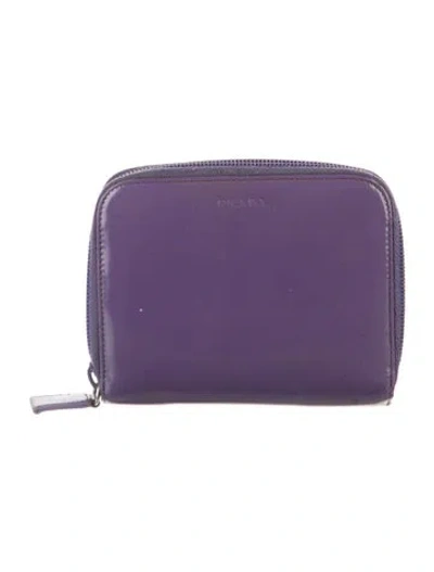 Pre-owned Prada Spazzolato Leather Wallet In Purple