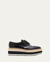 Prada Spazzolato Re-edition Platform Wingtip Loafers In Black