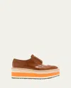 Prada Spazzolato Re-edition Platform Wingtip Loafers In Tabacco