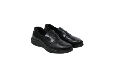 Pre-owned Prada Spazzolato Rois Penny Loafers Rubber Sole - 01066 In Black