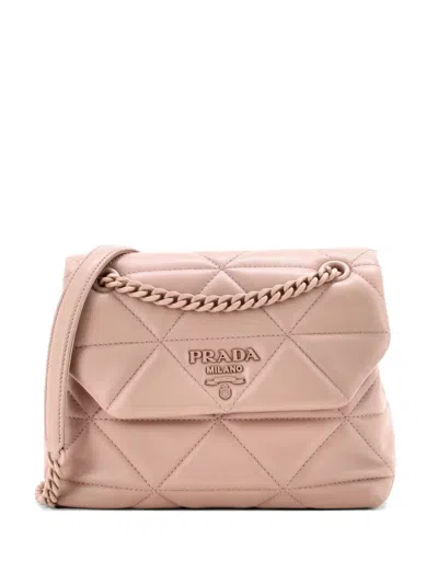 Pre-owned Prada Spectrum Flap Bag Quilted Nappa Leather Small Shoulder Bag In Neutral
