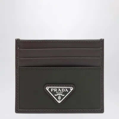 Prada Speedrock Card Holder In Re-nylon Camouflage And Leather In Green