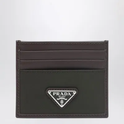 Prada Speedrock Card Holder In Renylon Camouflage And Leather In Black