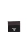 Prada Logo-plaque Card Holder In Brown
