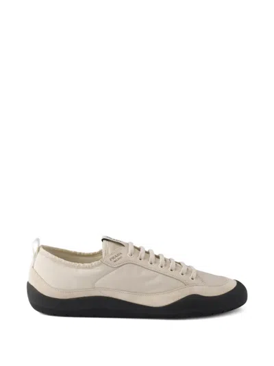 Prada Speedrock Elastic-laces Suede Sneakers In Neutral