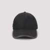 Prada Renylon Baseball Cap Curved Brim Design In Black