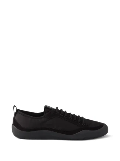 Prada Speedrock Nylon And Suede Low-top Sneakers In Black