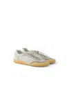 Prada Men's Speedrock Leather And Mesh Fabric Sneakers In Neutral