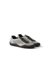 Prada Mens Grey Speedrock Leather And Mesh Trainers Eur 42 / 8 Uk In Black