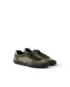 Prada Sneakers Speedrock In Leather And Mesh Fabric In Green