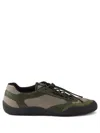 Prada Speedrock Leather And Mesh Fabric Sneakers In Green