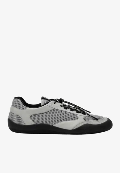 PRADA SPEEDROCK LEATHER AND MESH SNEAKERS