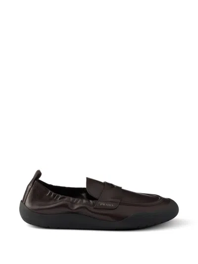 Prada Speedrock Leather Loafers In Brown