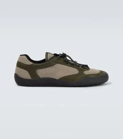 Prada Speedrock Leather-trimmed Sneakers In Green