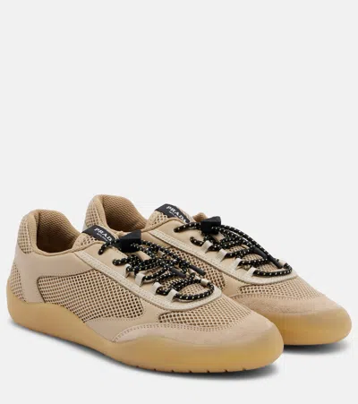 Prada Speedrock Leather-trimmed Sneakers In Multi