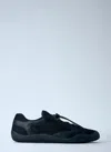 Prada Speedrock Leather And Mesh Fabric Sneakers In Black