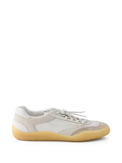 Prada Speedrock Leather-trimmed Mesh Sneakers In White