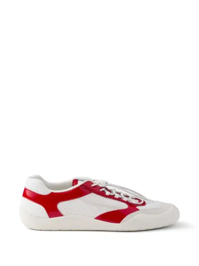 Prada Speedrock Patent Leather And Mesh Fabric Sneakers In Multi