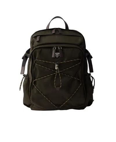 Prada Speedrock Re-nylon And Leather Backpack In Green
