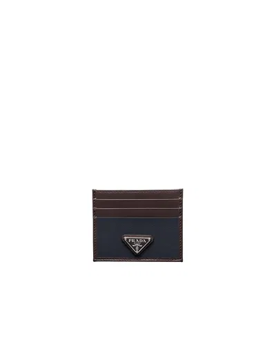 Prada Speedrock Re-nylon And Leather Card Holder In Black