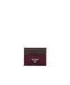 Prada Speedrock Re-nylon And Leather Card Holder In Burgundy