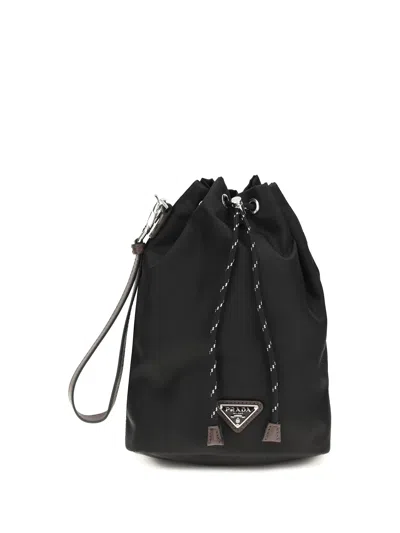Prada Speedrock Re-nylon Bucket Bag In Black