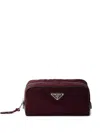 Prada Speedrock Nylon And Leather Pouch Bag In Burgundy