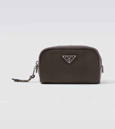 Prada Speedrock Re-nylon Pouch In Brown