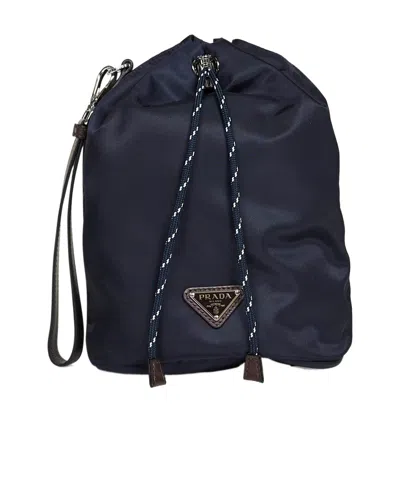 Prada Speedrock Re-nylon With Leather Pouch In Blue