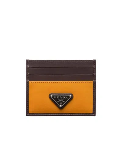 Prada Speedrock Re-nylon And Leather Card Holder In Brown