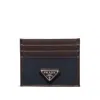 Prada Leather Card Holder Featuring Contrast Panel In Orange
