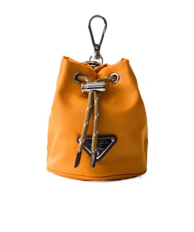 Prada Speedrock Re-nylon Keychain Charm In Orange