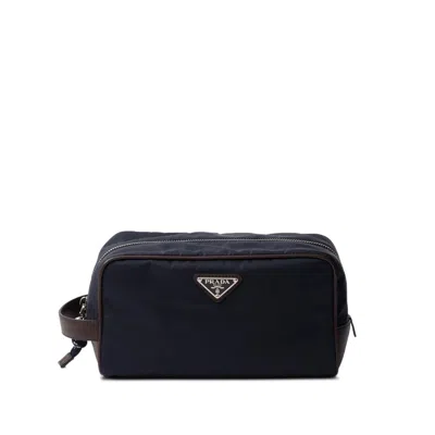 Prada Speedrock Re-nylon Shell Pouch In Blue